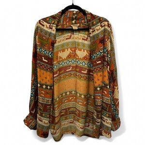 VTG Adini Boho Tribal Kimono L Cuff Sleeves Southwestern Y2K Art to Wear Indie